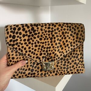 Loeffler Randall Calf Hair Leopard Clutch